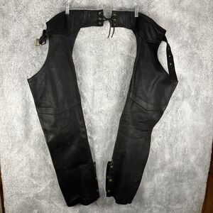 Walter Dyer Womens Leather Chaps Riding Chopper Motorcycle Black Pants Small